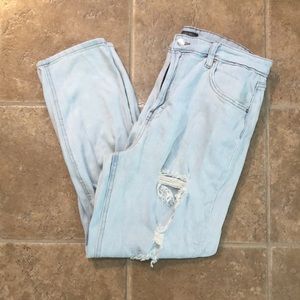 Distressed high  rise mom jean